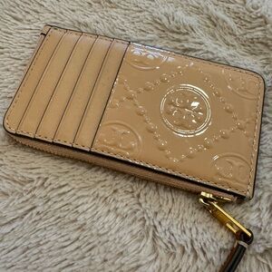 Tory Burch Beige Mini Card Holder Wallet